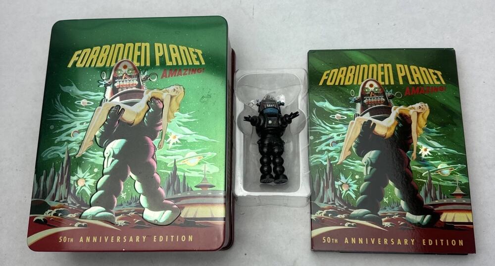 Forbidden Planet Collector Tin 50th Anniversary DVD w/ Robot + Lobby Cards